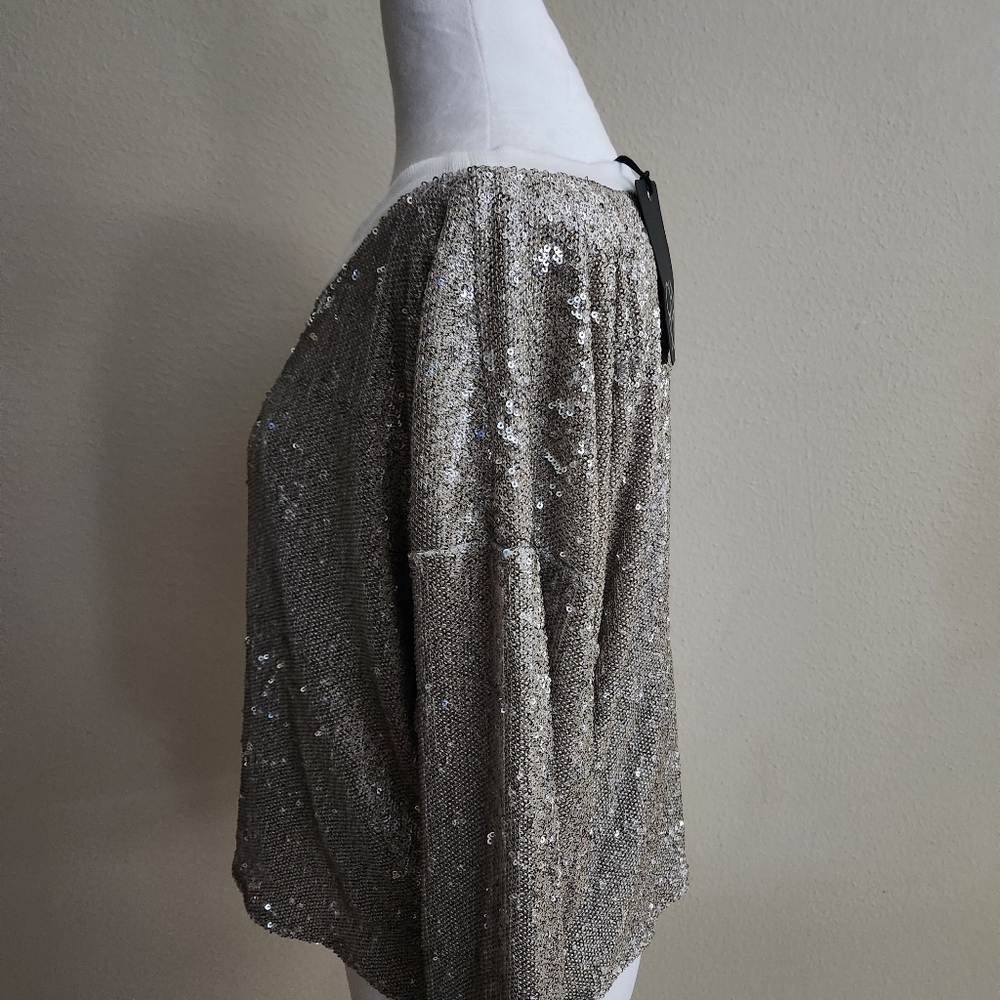 NWT Chaser silver sequin sweater - Picture 2 of 8